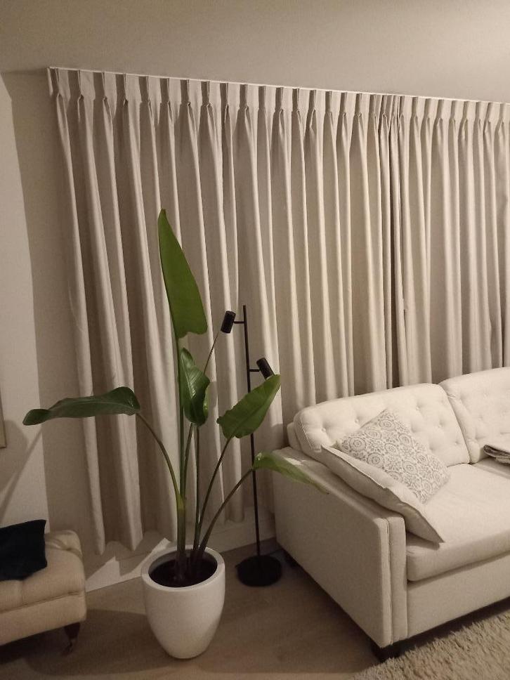Gordijnen, Huis en Inrichting, Stoffering | Gordijnen en Lamellen, Zo goed als nieuw, 200 cm of meer, 200 cm of meer, Beige, Zwart