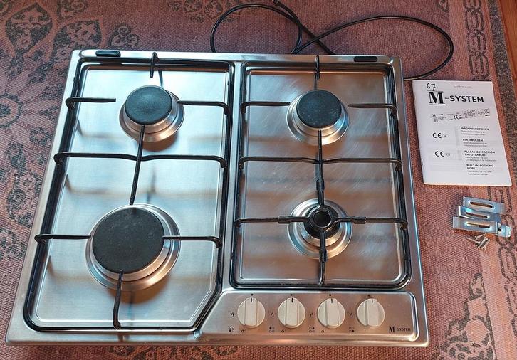 Gaskookplaat M-System, Witgoed en Apparatuur, Kookplaten, Gebruikt, Inbouw, Gas, 4 kookzones, Ophalen