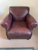 Stoel bruin leer, Huis en Inrichting, Fauteuils, Ophalen, Gebruikt, 50 tot 75 cm, Leer