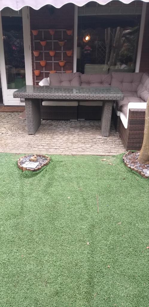 Prachtige Wicker tuintafel met glasplaat KOOPJE!!!, Tuin en Terras, Tuintafels, Gebruikt, Rechthoekig, Wicker, Ophalen