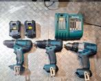 Makita Boormachine Set - 3 Machines, 2 Accus, Lader, Ophalen of Verzenden, Gebruikt, Boormachine