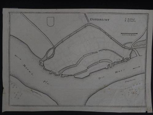 41 Plattegrond Dordrecht Gravure uit 1613 van J van Deventer, Antiek en Kunst, Kunst | Etsen en Gravures, Ophalen of Verzenden