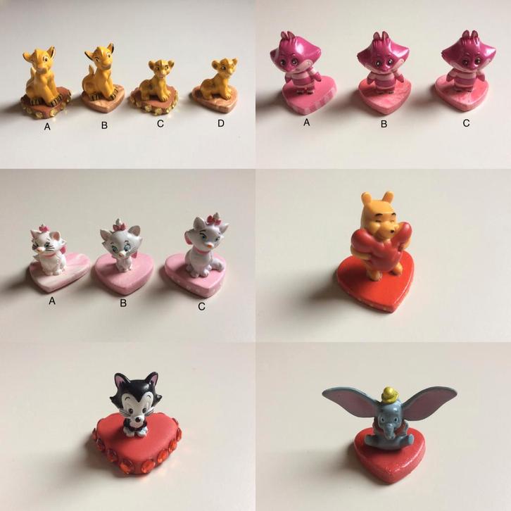 Disney figuren  op hartje  - mini beeldjes, Verzamelen, Disney, Zo goed als nieuw, Beeldje of Figuurtje, Overige figuren, Ophalen