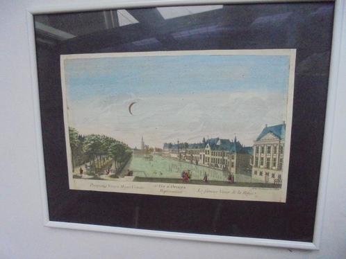 1770 OPTIC originele kopergravure s’-Gravenhage Hofvijver, Antiek en Kunst, Kunst | Etsen en Gravures, Ophalen