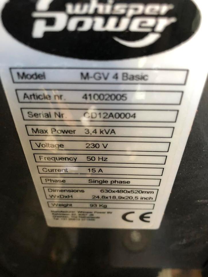 whisper power marine generator, Watersport en Boten, Accessoires en Onderhoud, Zo goed als nieuw, Motor en Techniek, Ophalen