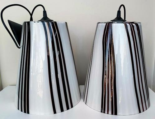 2x Murano Glaskunst Glazen Lamp / Hanglamp - Zie Omschr, Huis en Inrichting, Lampen | Hanglampen, Zo goed als nieuw, Minder dan 50 cm