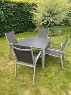 Tuinset Kettler tafel 95x95 en 4 stoelen, Ophalen, Gebruikt, Overige materialen, 4 zitplaatsen