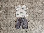 HEMA t-shirt met olifantjes & kortebroek maat 62 grijs, Kinderen en Baby's, Babykleding | Maat 62, Ophalen of Verzenden, Zo goed als nieuw