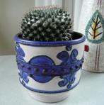 Vintage bloempot West Germany blauw bruisglazuur fatlava, Ophalen of Verzenden