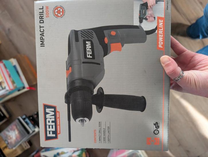 Ferm Powerline Klopboormachine 500W - Nieuw!, Doe-het-zelf en Verbouw, Gereedschap | Boormachines, Nieuw, Boormachine, 400 tot 600 watt