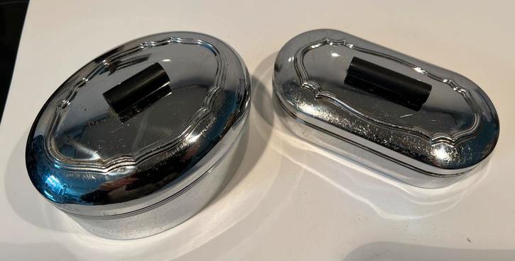 Art deco chroom met bakeliet setje voor thee en lepeltjes, Antiek en Kunst, Antiek | Woonaccessoires, Ophalen of Verzenden