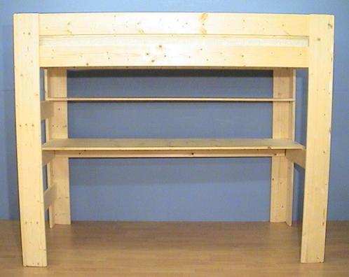 Houten hoogslaper met buroblad en boekenplank in vele maten, Kinderen en Baby's, Kinderkamer | Bedden, Nieuw, 180 cm of meer, 85 tot 100 cm
