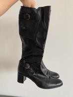 Zwarte nep leren laarzen met gest - Maat 40, Hoge laarzen, Zwart, Ophalen of Verzenden, Zo goed als nieuw