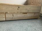 Robuust steigerhouten bed met opbergladen, Huis en Inrichting, Ophalen, Gebruikt, 90 cm, Eenpersoons