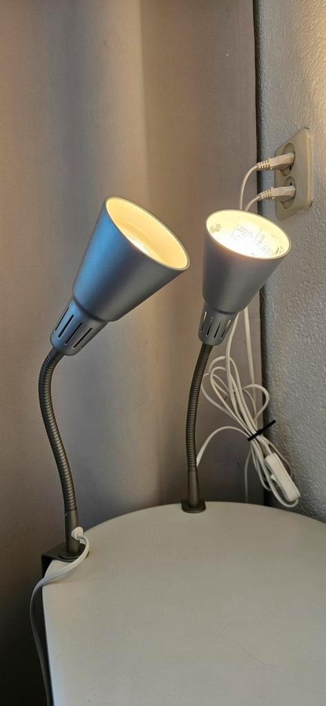 Ikea kvart klemspot. 2 stuks zilver, Huis en Inrichting, Lampen | Tafellampen, Zo goed als nieuw, Minder dan 50 cm, Ophalen of Verzenden