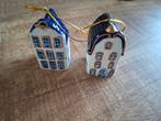2 stuks delfts blauw kersthangers ornament grachtenpand, Ophalen of Verzenden