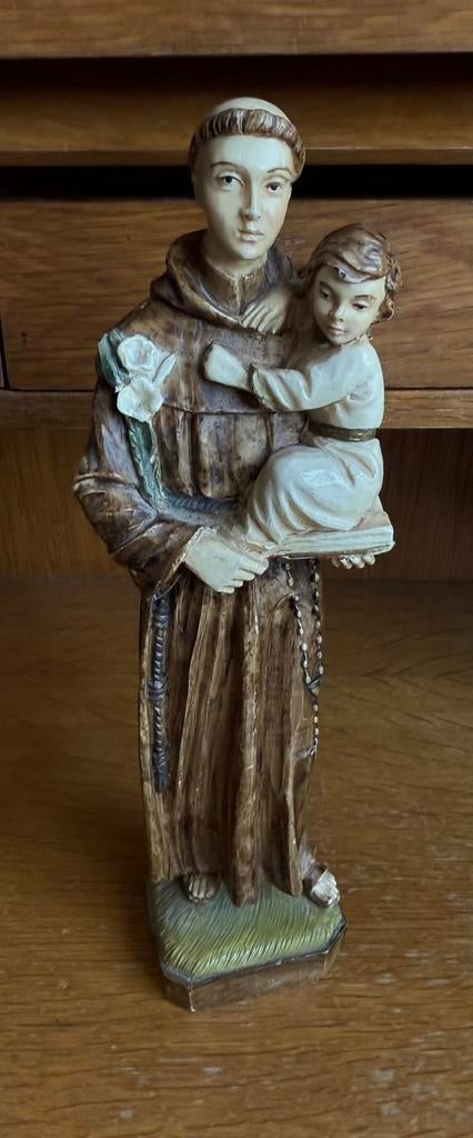 Zeldzaam Gesigneerd Italiaans Beeld Sint Antonius van Padua, Ophalen of Verzenden