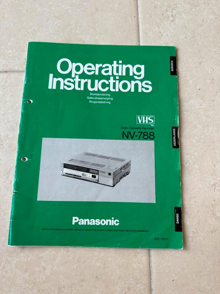 Panasonic NV-788 Videorecorder Handleiding - Nederlands/Zwee, Auto diversen, Handleidingen en Instructieboekjes, Ophalen of Verzenden