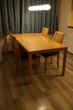 Te koop Eettafel en Stoelen, Huis en Inrichting, Tafels | Eettafels, Ophalen, Gebruikt, Eikenhout, 50 tot 100 cm
