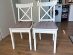 2 ikea houten stoelen, Ophalen, Gebruikt, Wit