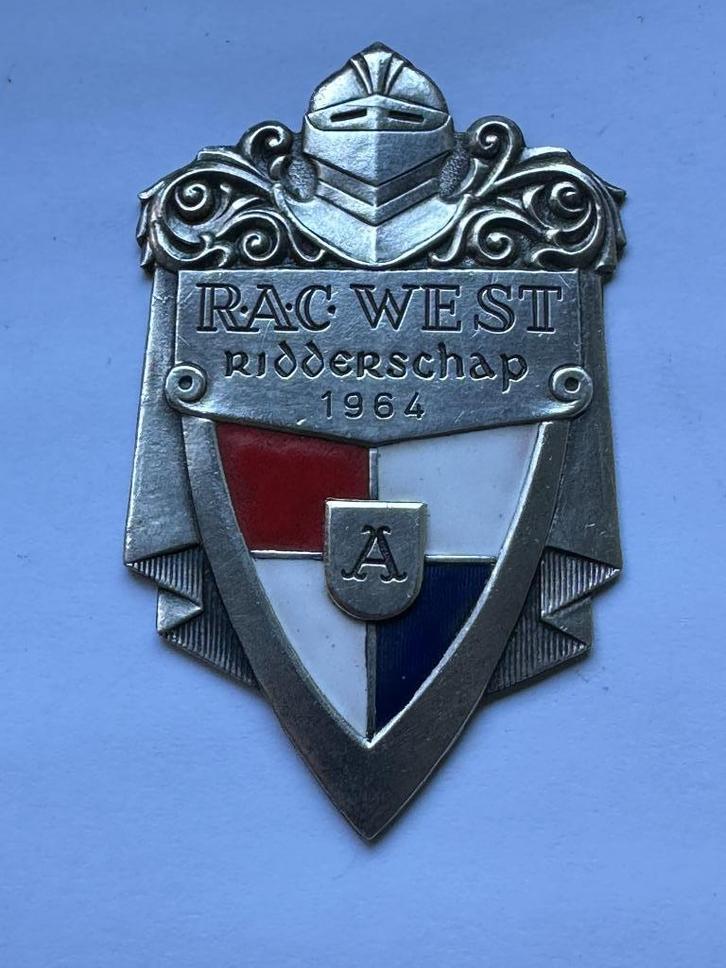 Mooi RAC West Ridderschap A 1964 badge embleem., Verzamelen, Merken en Reclamevoorwerpen, Gebruikt, Gebruiksvoorwerp, Ophalen of Verzenden