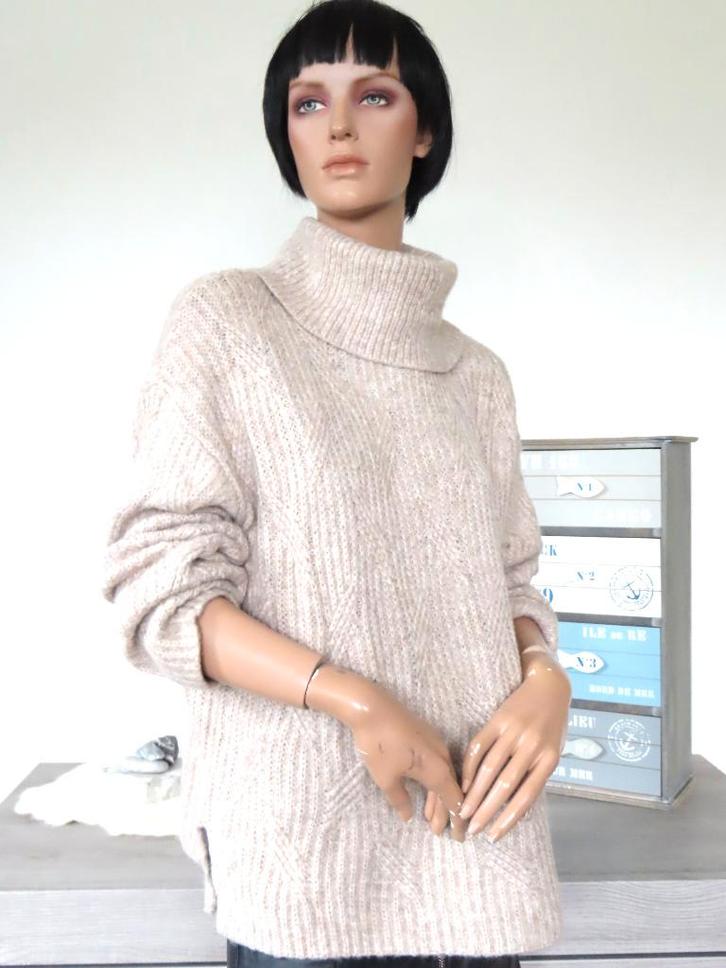 OPUS Prachtige Beige Gebreide Kabeltrui met Col M 38, Kleding | Dames, Truien en Vesten, Zo goed als nieuw, Maat 38/40 (M), Beige