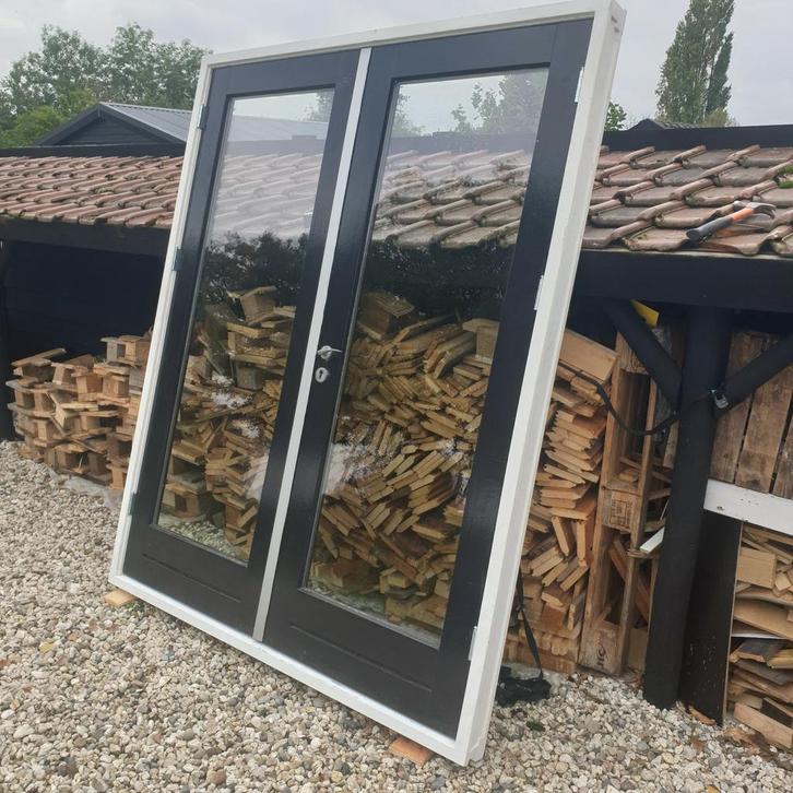hardhouten tuindeuren/ dubbele/ openslaande deuren/pui, Doe-het-zelf en Verbouw, Kozijnen en Schuifpuien, Gebruikt, Deurkozijn