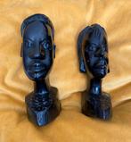 Afrikaanse buste man en vrouw, ebbenhout!, Antiek en Kunst, Ophalen of Verzenden