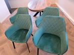 Velvet groene kuipstoelen 4x, Huis en Inrichting, Stoelen, Ophalen, Zo goed als nieuw, Overige kleuren, Vier