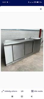 RVS buiten keuken, aanrecht. L 285 x B 81 x H 104 cm. Spoelb, Ophalen, Gebruikt, Metaal