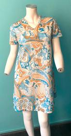 Vintage jaren 70 mini-jurk lichtblauw/beige maat 40, Kleding | Dames, Maat 38/40 (M), Verzenden, Beige, Vintage