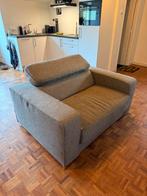 Anderhalfzitsbank met verstelbare hoofdsteun - Grijs, Huis en Inrichting, Fauteuils, Ophalen, Gebruikt, Stof, 125 cm of meer