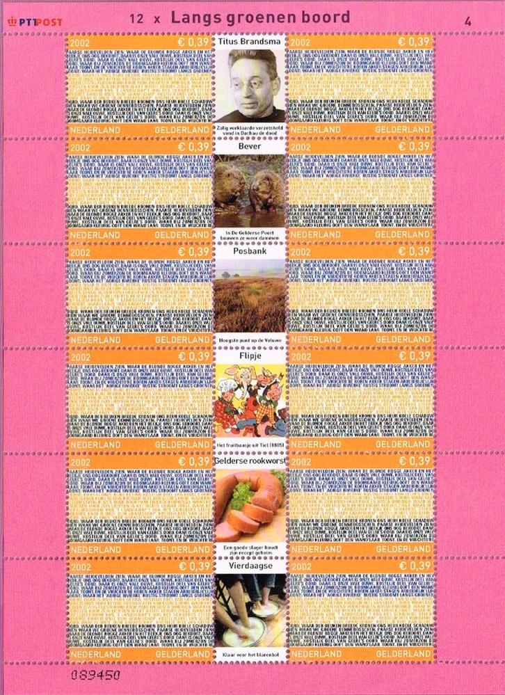 2002 Vel Provincie Vlaggen Gelderland Postfris., Postzegels en Munten, Postzegels | Nederland, Postfris, Verzenden
