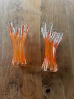 Oranje Murano glazen vinger vaas (made in Italy), Ophalen of Verzenden