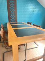 Eikenhouten tafel met granieten bladen, Huis en Inrichting, 50 tot 100 cm, Gebruikt, Rechthoekig, Ophalen