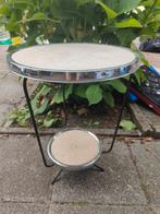 Art-deco koffie bijzettafel jaren 60, Minder dan 55 cm, Gebruikt, Rond, Hout