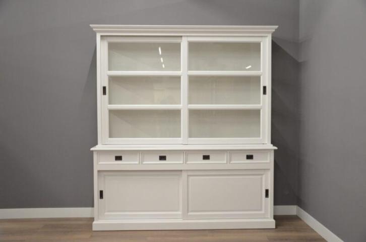 Witte vitrinekast 200 cm, Huis en Inrichting, Kasten | Overige, Nieuw, Ophalen of Verzenden