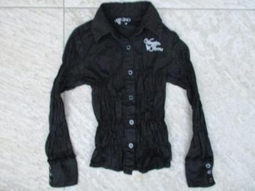 Vingino blouse zwart getailleerd stretch maat 104 lange mouw
