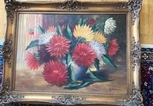 Stilleven met dahlia’s, Antiek en Kunst, Kunst | Schilderijen | Klassiek, Ophalen of Verzenden