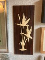 Vintage Houten Wanddecoratie met Vogels, Huis en Inrichting, Woonaccessoires | Wanddecoraties, Ophalen of Verzenden, Zo goed als nieuw