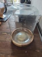 Glazen stolp op mangohouten schaal, Antiek en Kunst, Ophalen