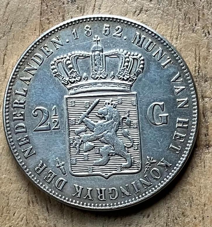 2,5 gulden 1852 Willem III, Postzegels en Munten, Munten | Nederland, Losse munt, 2½ gulden, Koning Willem III, Ophalen