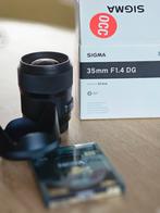 Lens sigma for canon ef 35mm f1.4 DG plus filter, Audio, Tv en Foto, Fotografie | Lenzen en Objectieven, Ophalen, Gebruikt, Overige typen