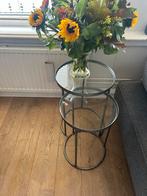 Setje ijzeren bijzettafels - Rond, Minder dan 55 cm, Gebruikt, Metaal of Aluminium, Rond