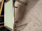 90x60 rvs mat glas tuintafel appartement, Ophalen, Zo goed als nieuw, Rechthoekig, Rvs