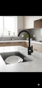 Gloednieuwe hoge kraan wastafel of keuken ZWART RVS, Ophalen of Verzenden, Nieuw, Rvs, Kraan