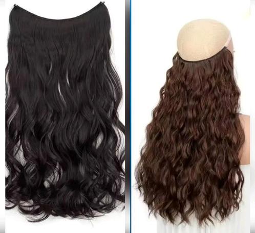 Mooie donkerbruine haarstuk pruik extensions aan vislijn, Sieraden, Tassen en Uiterlijk, Uiterlijk | Haarverzorging, Nieuw, Pruik of Haarverlenging