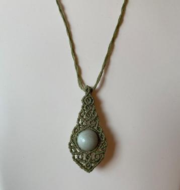 Handgemaakt Amazoniet ketting – Macramé sieraden  beschikbaar voor biedingen