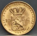 Mooi gouden tientje 1889 - 10 gulden 1889 goud Willem 3, Koning Willem III, Verzenden, Goud, Losse munt