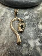 14k Gouden Panter Hanger met Smaragd Ogen, Nieuw, Ophalen of Verzenden, Met edelsteen, Goud